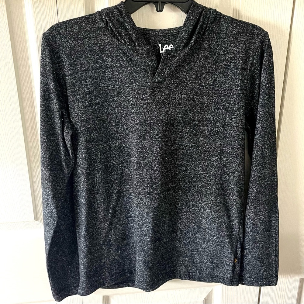 Lee Kid’s Sweatshirt With Hoodie Lightweight Charcoal Black L 14/16 Cotton Blend - Picture 2 of 15